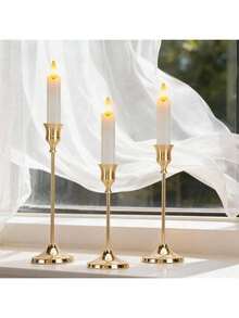 30Pcs Iron Conical Taper Candle Holders, Decorative Tabletop Pillar Candlestick Stands For Wedding Restaurant Party Fireplace, Metal Candle Centerpiece Decor For Home Holiday Festival Indoor Table Ornaments - Gold - View 4