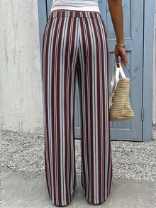 Muchica Women's Casual Loose Full Print Wide Leg Thin Straight Pants Suitable For Summer Holiday Vacation Light Blue - Multicolor - View 2