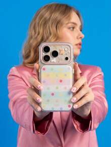 ShellaStory Fresh Polka Dots For Phone 17PM Phone Case 16 Transparent 14 Korean Cute Bear 15 Apple 17 Epoxy, Girl, Creative, Geometric, Card Style, Small Fresh, Clash Color Style, Niche, Ins Style - Clear - View 2