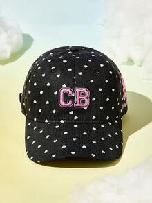 SHEIN X Care Bears 時尚經典休閒甜美基礎百搭運動粉色可愛熊女士棒球帽 防曬遮陽 日常穿搭 立體版 禮物 - 黑色 - 查看 2