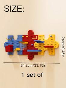 1 Set Colorful Puzzle Piece Pegboard Wall Organizer, Interlockable Plastic Hole Board Storage Rack With Hooks Shelves Bins, DIY Assemble Modular Wall Display Shelf For Stationery Decor Small Items, Space-Saving Kids Room Bedroom Wall Storage Decor - color - View 10