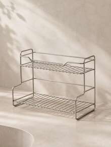 Zazumi Tier Polished Carbon Steel Bathroom Counter Organizer Rack,Vanity Perfume Display Stand For Bedroom Sink Tabletop, Space-Saving Apartment Bathroom Accessory, Practical Housewarming Gift For Cosmetic & Toiletry Neat Storage - default - View 4