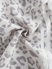 SHEIN 青少年女孩豹紋休閒百搭日常穿著長褲 - 灰色 - 查看 5