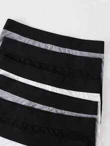 SHEIN 6件組兒童青少年男孩運動休閒字母圖案彈性親膚四角內褲，白色、灰色、黑色 - 彩色 - 查看 4
