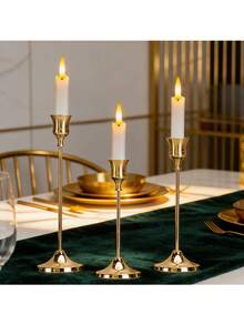 30Pcs Iron Conical Taper Candle Holders, Decorative Tabletop Pillar Candlestick Stands For Wedding Restaurant Party Fireplace, Metal Candle Centerpiece Decor For Home Holiday Festival Indoor Table Ornaments - Gold - View 9