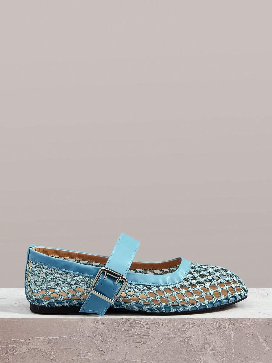 Styleloop Ladies, Willow Nails, Buckles, Flat Shoes. - Light blue - View 1