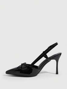 CUCCOO SZL Pointed Stiletto High Heels, Simple Glossy Design, Suitable For Commuting, Dating, Parties, Weddings And Other Occasions To Wear - Black - View 4