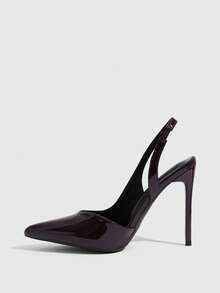 CUCCOO SZL 新款尖頭細高跟鞋，棕色後束帶，slingback 女款高跟鞋，時尚性感氣質，簡約設計，適合宴會、派對 - 鏡面咖啡171~! - 查看 4