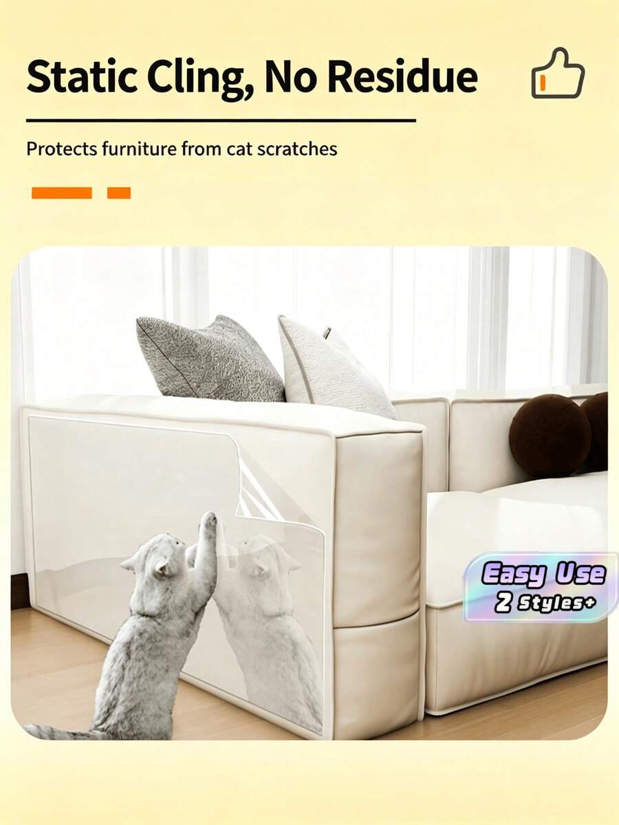 Transparent Anti-Scratch Mat For Pets, Suitable For Sofas, Chairs And Other Furniture, Effectively Prevents Furniture Damage - Clear - View 1