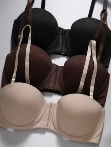 EmpressEnvy 3 件套 - 多色阳台马克杯罩杯前扣聚拢文胸，可变换肩带 - 彩色 - 查看 3