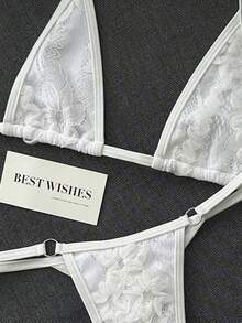 Swim Vcay Solid Color Lace Two-Piece Swimsuit For Beach Vacation - White - View 7