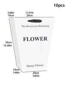 5/10PCS Durable Material White Paper Flower Gift Bags With Handles Rectangular Fashion Design For Christmas Valentine Day Wedding Party Favors Home Decor Shopping Trending - multicolor - View 9