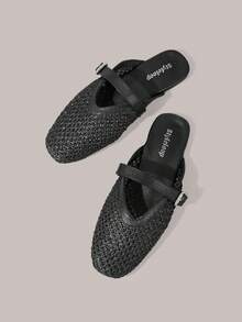 Styleloop Ladies, Willow Nails, Buckles, Flat Shoes. - Black - View 2