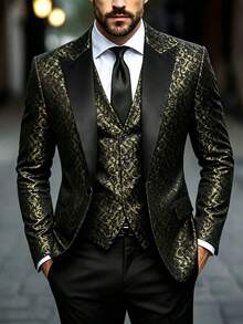 Manfinity AFTRDRK Fashionable Notch Lapel Men's Blazer - Gold - View 1
