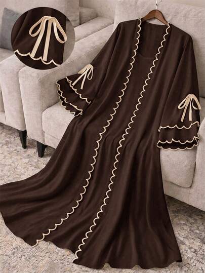 Al Najma Women's Colorblock Trim Lace-Up Abaya