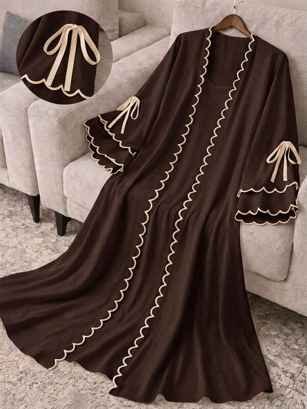Al Najma Women's Colorblock Trim Lace-Up Abaya