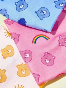 SHEIN X Care Bears 3入組可愛動物印花交叉髮箍，日常洗臉洗澡用多功能髮飾 - 彩色 - 查看 3