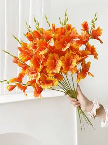 5/10 Stücke künstliche Calla-Lilien, geeignet für Wand, Wohnzimmer, Schlafzimmer, Hochzeit, Partydekoration, Tischfüllung, Zuhause, Schreibtischdekoration, Küche, Hochzeit, Tisch, Mittelstück, Büro, Garten, anwendbar für Frühling, Sommer, Herbst, Winter - orange - Übersicht 2