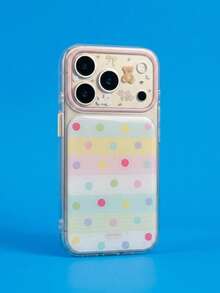 ShellaStory Fresh Polka Dots For Phone 17PM Phone Case 16 Transparent 14 Korean Cute Bear 15 Apple 17 Epoxy, Girl, Creative, Geometric, Card Style, Small Fresh, Clash Color Style, Niche, Ins Style - Clear - View 1