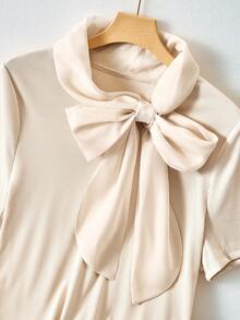 GlowEve CURVE Plus Size Women's Tie Neck Casual Versatile Daily Wear Top - Apricot - View 4