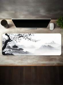 1PC Large Traditional Chinese Style Gaming Mouse Pad Black White Ink Wash Scenery Non Slip Rubber Durable Desk Mat For Office Gamers Gift - Multicolor - View 8