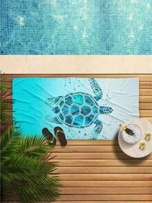 1 Piece Turtle Pattern Microfiber Beach Towel Super Absorbent Quick Dry Sand Free Large Square Bath Towel For Swimming Pool Camping Travel Summer Vacation Essential - Multicolor - View 6