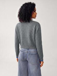 SHEIN BASICS 女士開襟衫 - 深灰色 - 查看 4