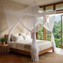 1pc Mosquito Net, 4-Corner Bed Canopy, Suitable For Queen/King Size Bed, Polyester Fabric - Four-door Mosquito Net - View 6