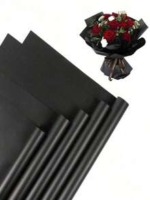 20pcs High-Quality Double-Sided Floral Wrapping Paper - Waterproof And Durable, Black - Ideal For Fashionable Gift Wrapping, Diy Crafts, Weddings, And Any Occasion Decoration - Includes Thin Paper And Floral Bouquet Supplies - Black - View 5
