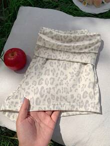 Comfortcana Women's Summer Casual Leopard Print Folded Waist Shorts - Light Grey - View 8