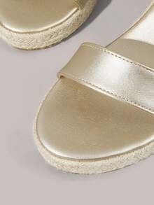 Styleloop Ladies Commuter Leisure Vacation Versatile Solid Color Lace-Up Wedge Sandals, Bohemian Style, Travel Essentials, Summer Wear, Holiday Atmosphere - Gold - View 5