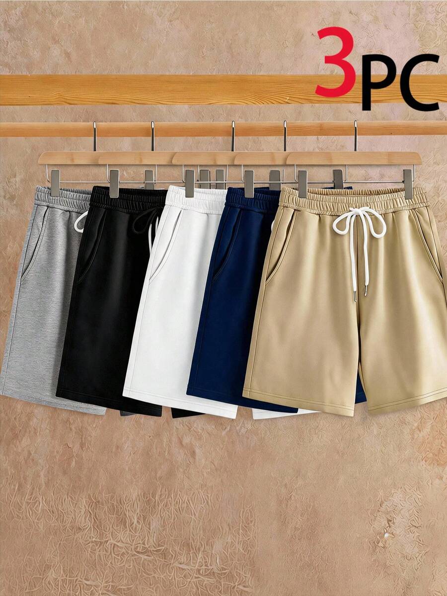 HIMLAND Casual Drawstring Sports Shorts 3 Pack Solid Color Loose Fit
3 Pack Comfortable Elastic Waist Shorts For Everyday Wear - Multicolor - View 1