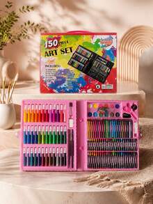 150/168/208 Pcs Art Set | Watercolor Pens, Crayons & Brushes With Drawing Board | Student Painting Learning Tool | Festival Gift (Random Packaging). - multicolor - View 9