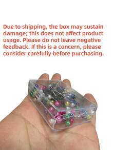 100 Round Pearl-Shaped Pins With Plastic Box, Suitable For Wedding Sewing DIY Craft Decoration - multicolor - View 9