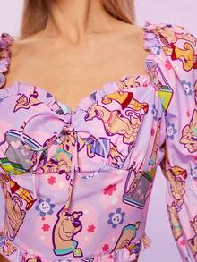 SCOOBY-DOO X SHEIN Women's Cartoon Dog Pattern Cropped Shirt - Multicolor - View 7
