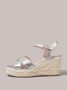 Styleloop Women's Hemp Rope Straw Weave Wedge Heel Gold Ankle Strap Women's Wedge Heel Sandals Hemp Rope Shoes Pomessian Style Is Suitable For Going Out On Vaca - Gold - View 2