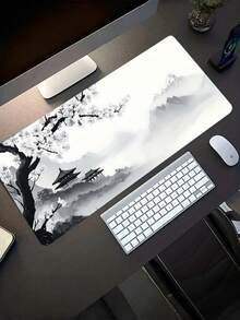 1PC Large Traditional Chinese Style Gaming Mouse Pad Black White Ink Wash Scenery Non Slip Rubber Durable Desk Mat For Office Gamers Gift - Multicolor - View 3