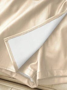 Franclia 女士休闲时尚街头风PU皮短裙，适合毕业典礼、教师节、返校季等场合 - 卡其色 - 查看 5