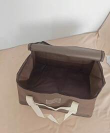 1pc Extra Large Capacity Waterproof And Moisture-Proof Fabric Quilt Clothing Storage Bag, Dustproof Moving Packing Bag, Suitable For Home Storage - Brown - View 7