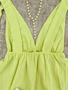 Franclia Women's New Summer Fashion V-Neck Tie-Front Vest Casual French Style Suit, Made Of Traceable Cotton Fabric, Cool And Breathable, Suitable For Vacation And Everyday Wear. - Multicolor - View 4