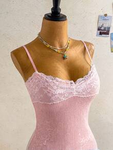 Ure Wave This Women's Blush Pink Sequined Mini Dress, Trimmed With Lace, Is Ideal For A Beach Night Out Vacation Or Party. Summer Sexy - Baby Pink - View 7