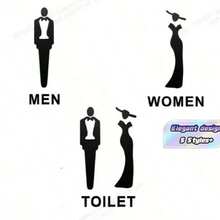 1PC Acrylic Toilet Sign With 3D Male & Female Symbols, Office & Public Restroom Indication Plaque Best Gifts Birthday Graduation - multicolor - View 1