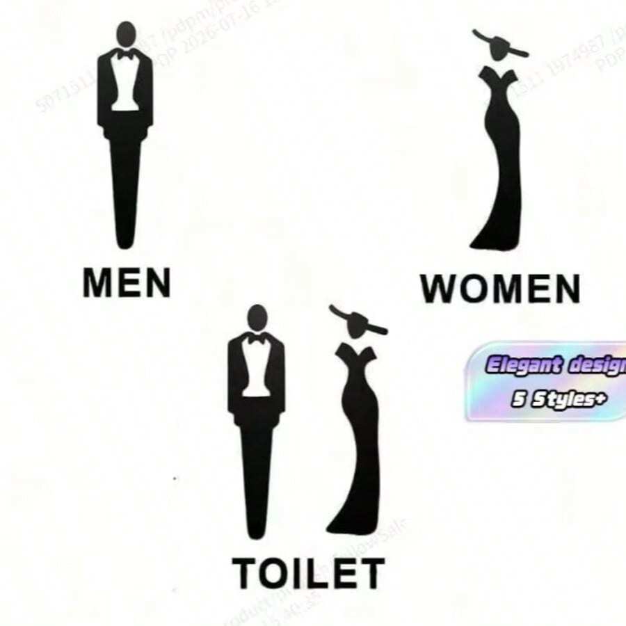 1PC Acrylic Toilet Sign With 3D Male & Female Symbols, Office & Public Restroom Indication Plaque Best Gifts Birthday Graduation - multicolor - View 1