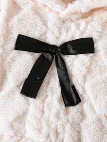SHEIN Playful Pals 2件組女嬰Y2K親子套裝街頭風蝴蝶結羊羔絨長袖連帽衛衣與內搭褲開學季冬季服飾米白色黑色 - 黑與白 - 查看 6