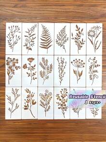 18件組 DIY 花卉繪畫模板 可重複使用塑膠模板 適用於木材 布料 紙張 噴漆塗鴉 手工藝用品 家居裝飾 禮物創意 - 多色 - 查看 1