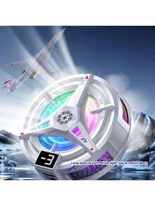1pc With Digital Display, Black Semiconductor Cooling, Ice Making, Mobile Phone Cooling Fan, Magnetic Suction, Android, Apple Phone, Tablet, Universal Fan, Gaming, Entertainment, Live Streaming Cooling Device, RGB Light Effect 5V3A Technology - Multicolor - View 2