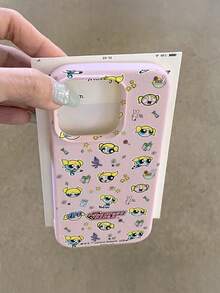 THE POWERPUFF GIRLS X SHEIN THE POWERPUFF GIRLS 動感女孩系列 花朵泡泡皮革紋理手機殼 防震防摔 全方位保護套 適用 iPhone 17 Pro Max 16 15 14 13 12 Pro Max Plus Y2K 復古可愛女孩風 高顏值高品質手機殼 - 彩色 - 查看 7