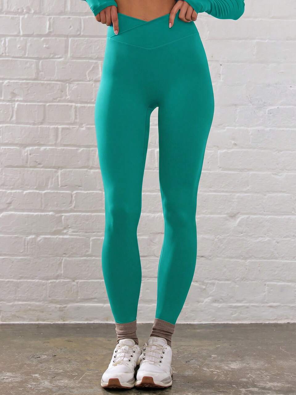 Crossover Waist Fitted Contour Active-Wear Leggings Workout Summer Holiday Gym Fitness Yoga Pilates Daily Casual