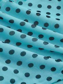 ROMWE J-Fashion Women's Summer Vintage Vacation Style Polka Dot Print Pleated Fitted Tube Top And Ribbon - Blue - View 4
