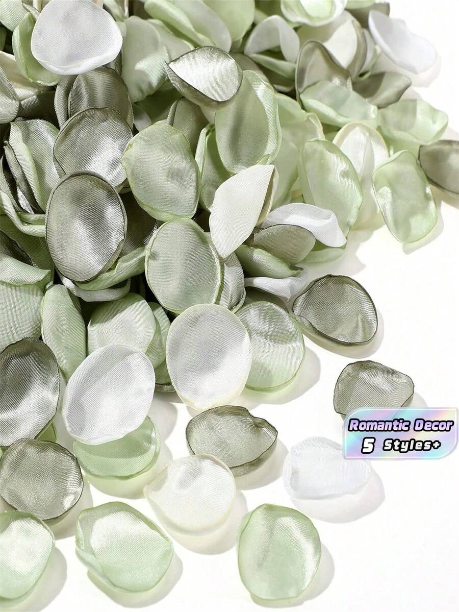 50/100/300/500/800片絲綢綠色混色人造玫瑰花瓣裝飾花,適用婚禮求婚、新娘派對、走道地毯、桌面中心裝飾、派對裝飾 - 綠色組合 - 查看 1